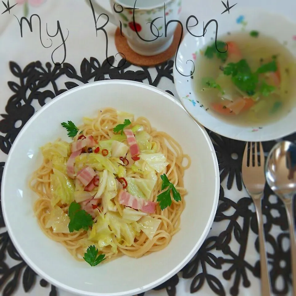 キャベツとベーコンのパスタ♪  お昼ご飯☆|Kaorinboさん