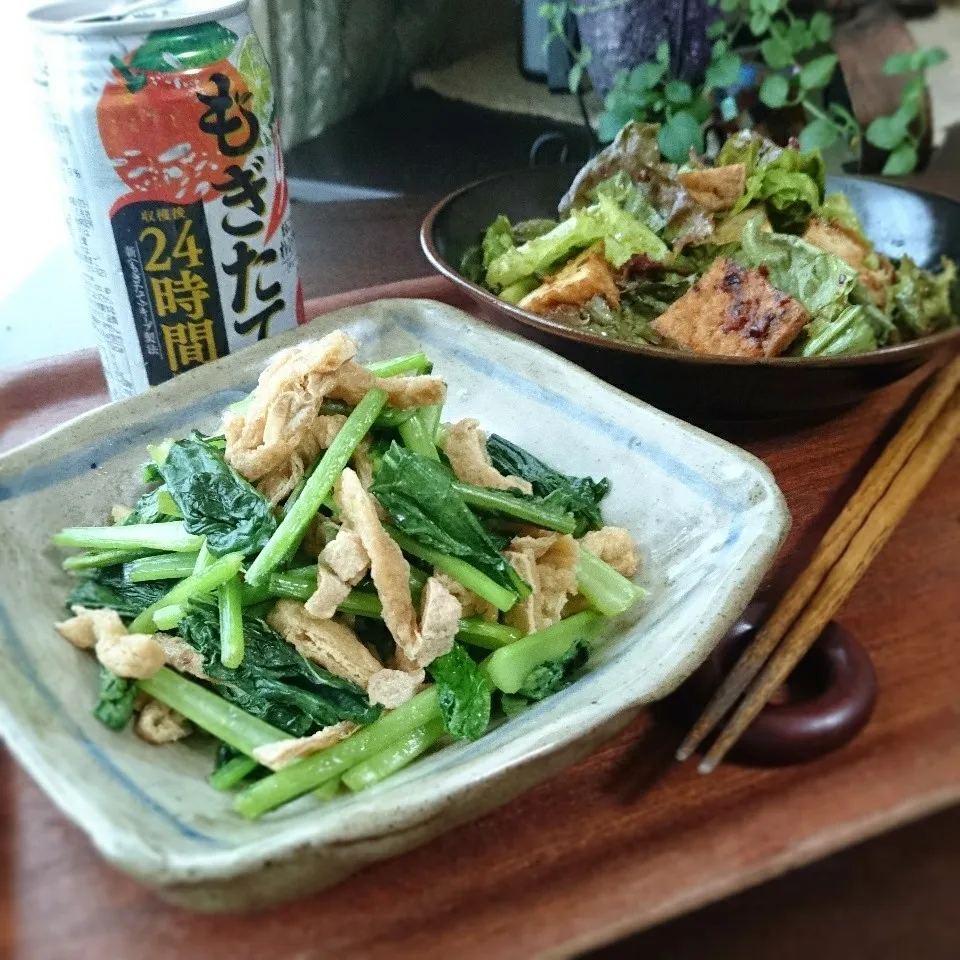 小松菜と油揚げのさっと煮|まりおさん