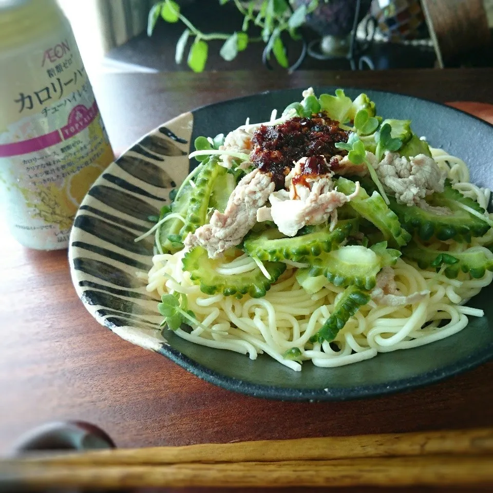 ゴーヤ豚しゃぶ食べラーぶっかけ麺|まりおさん