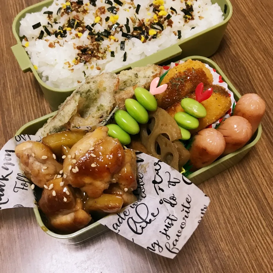 Snapdishの料理写真:中3男子弁当♡鶏じゃが照り焼き|utaさん