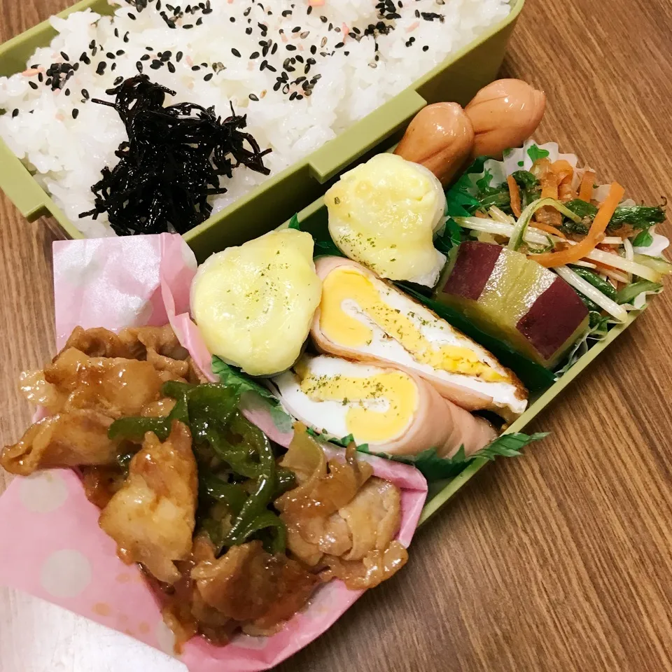 Snapdishの料理写真:中3男子弁当♡豚コマ味噌炒め|utaさん