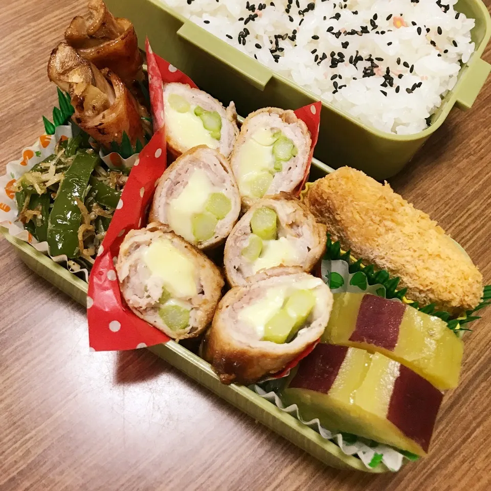 中3男子弁当♡アスパラチーズ肉巻き|utaさん