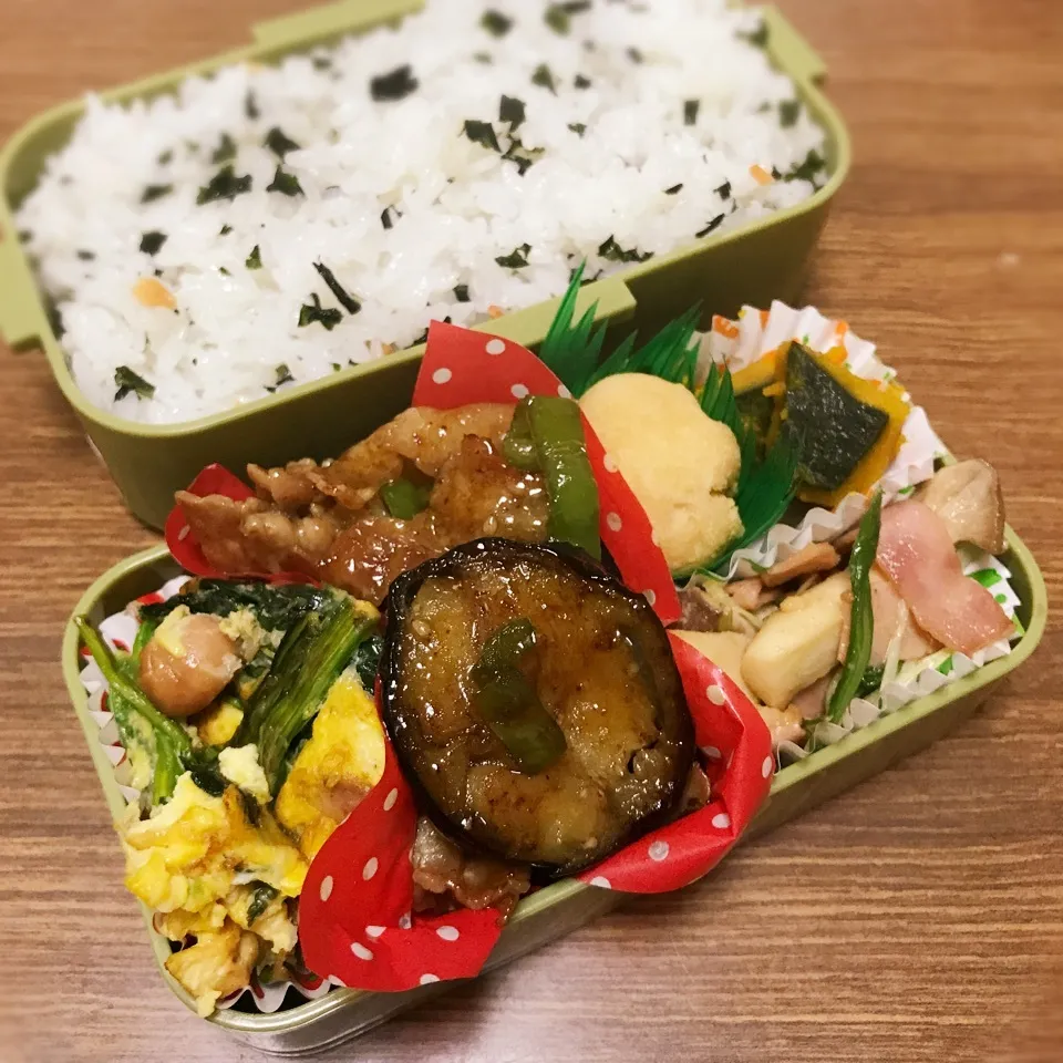 Snapdishの料理写真:中3男子弁当♡豚バラ茄子ピーマン|utaさん