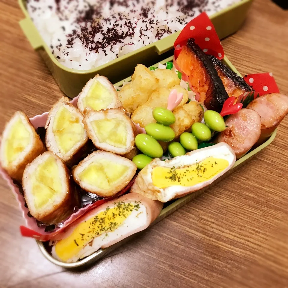 中3男子弁当♡さつまいも肉巻き|utaさん