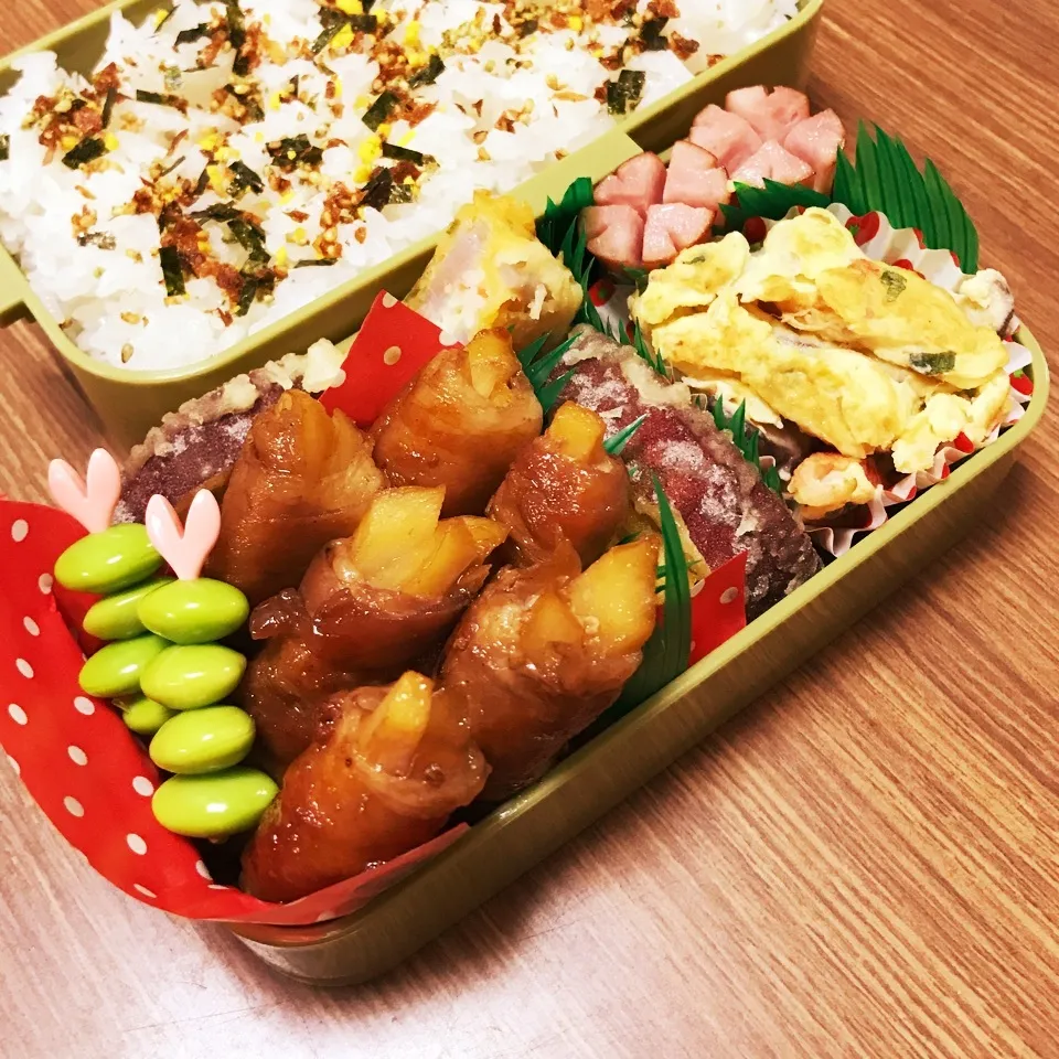 中3男子弁当♡じゃがいも甘辛肉巻き|utaさん