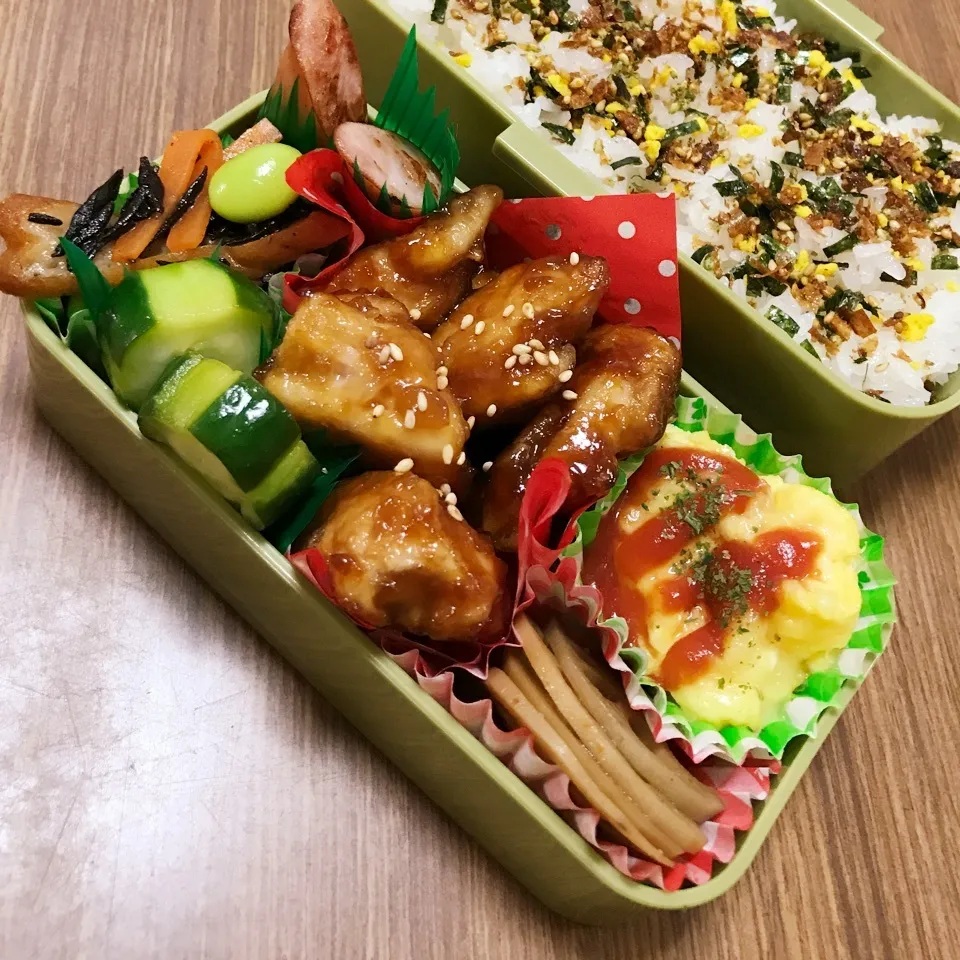 Snapdishの料理写真:中3男子弁当♡照り焼きチキン|utaさん