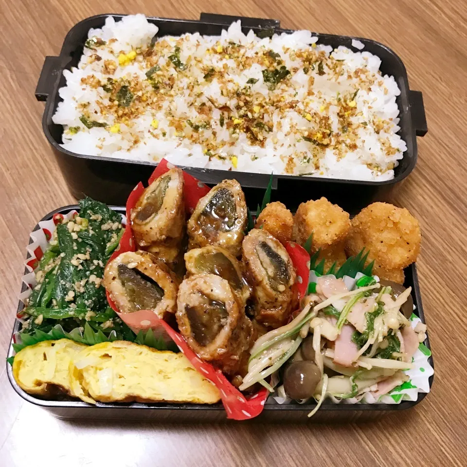 中2男子弁当♡茄子大葉豚バラ巻き|utaさん