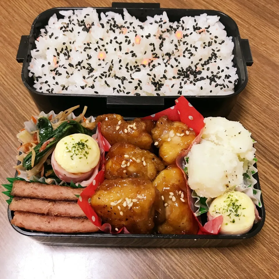 中2男子弁当♡鶏もも照り焼き|utaさん