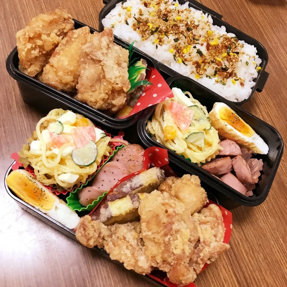 中2 & 高3男子弁当♡330~鶏の唐揚げ~意地のお弁当w|utaさん