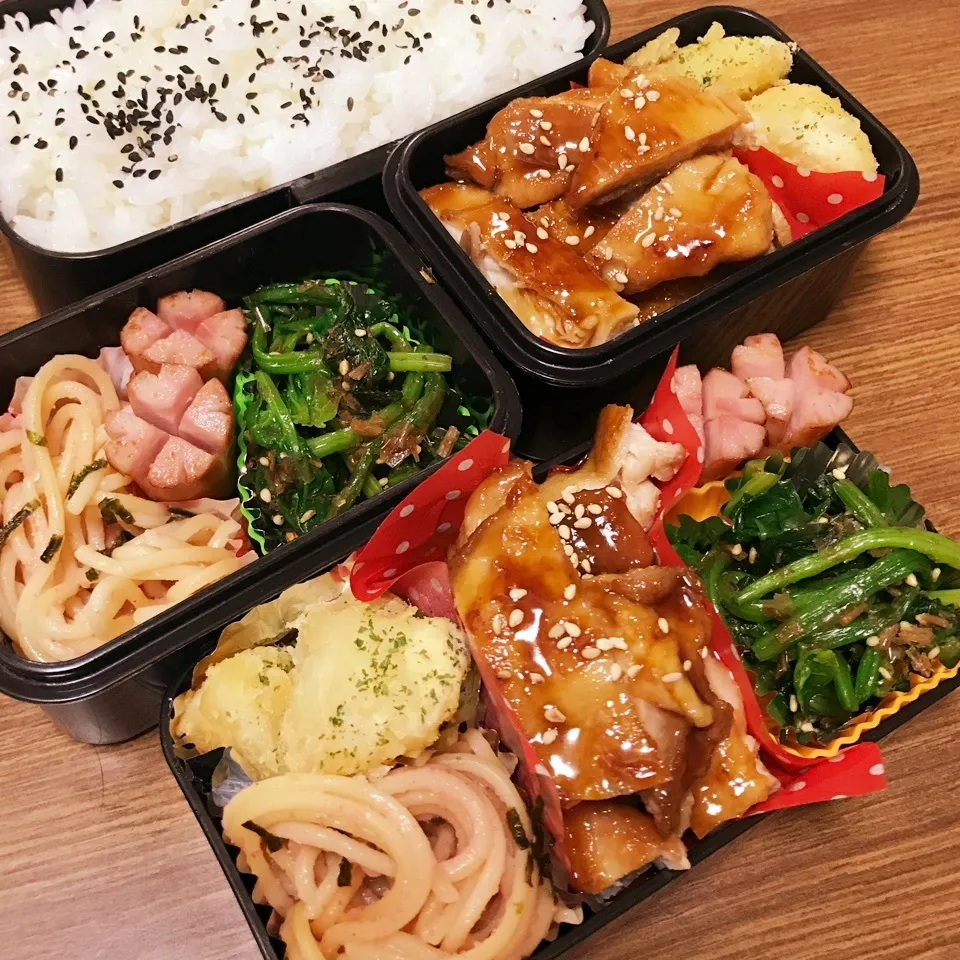 Snapdishの料理写真:中2 & 高3男子弁当♡329~照り焼きチキン…愚痴。|utaさん