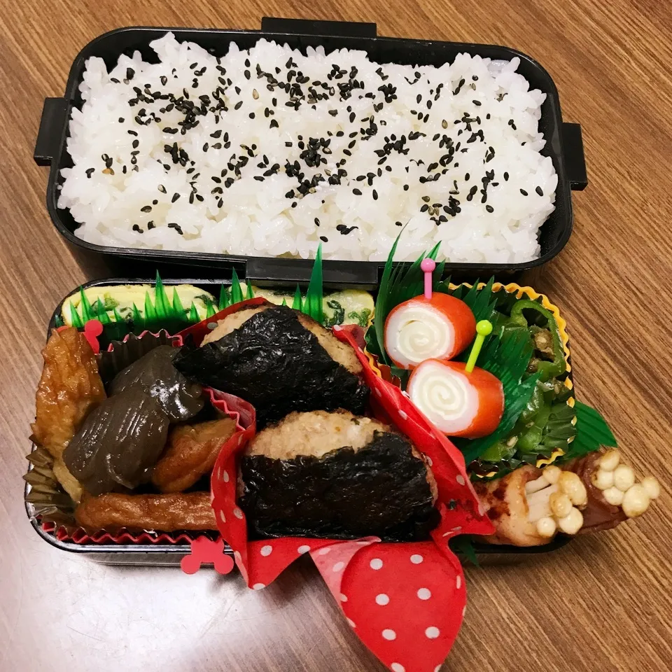 中2 男子弁当♡味噌つくね磯辺巻き|utaさん