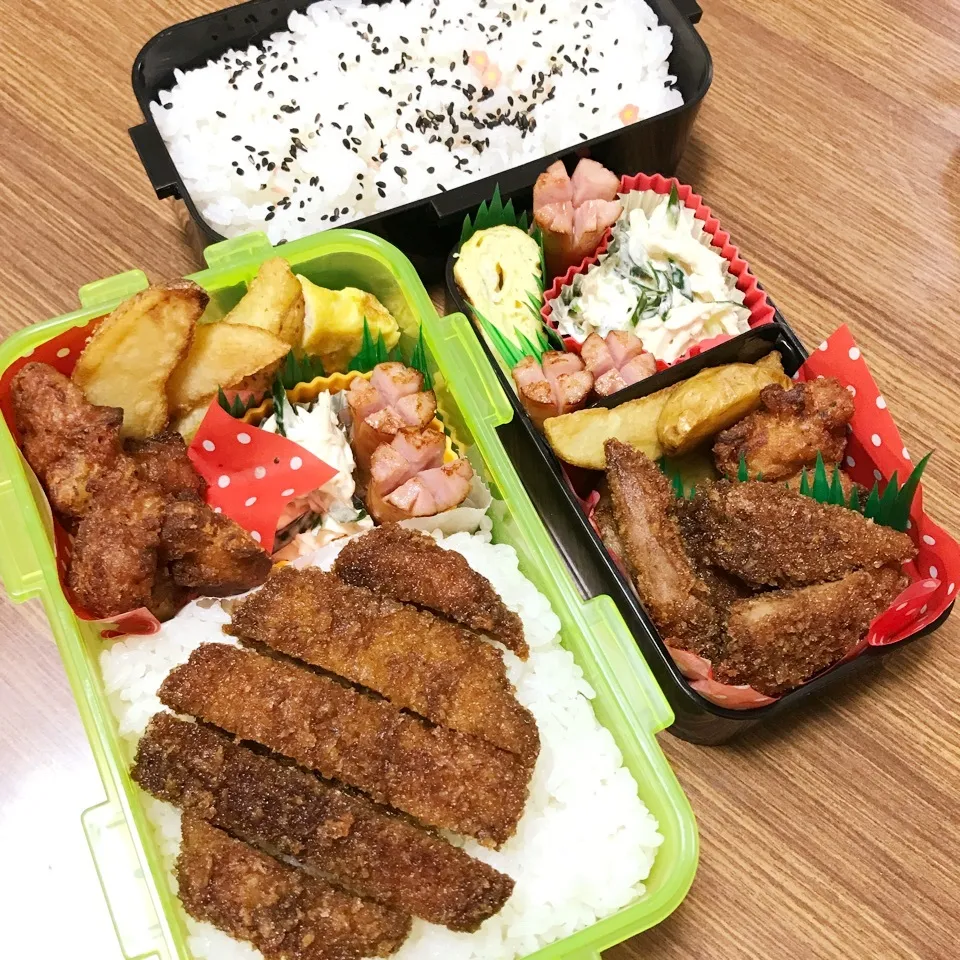 Snapdishの料理写真:中2 & 高3男子弁当♡298~ソースカツ|utaさん