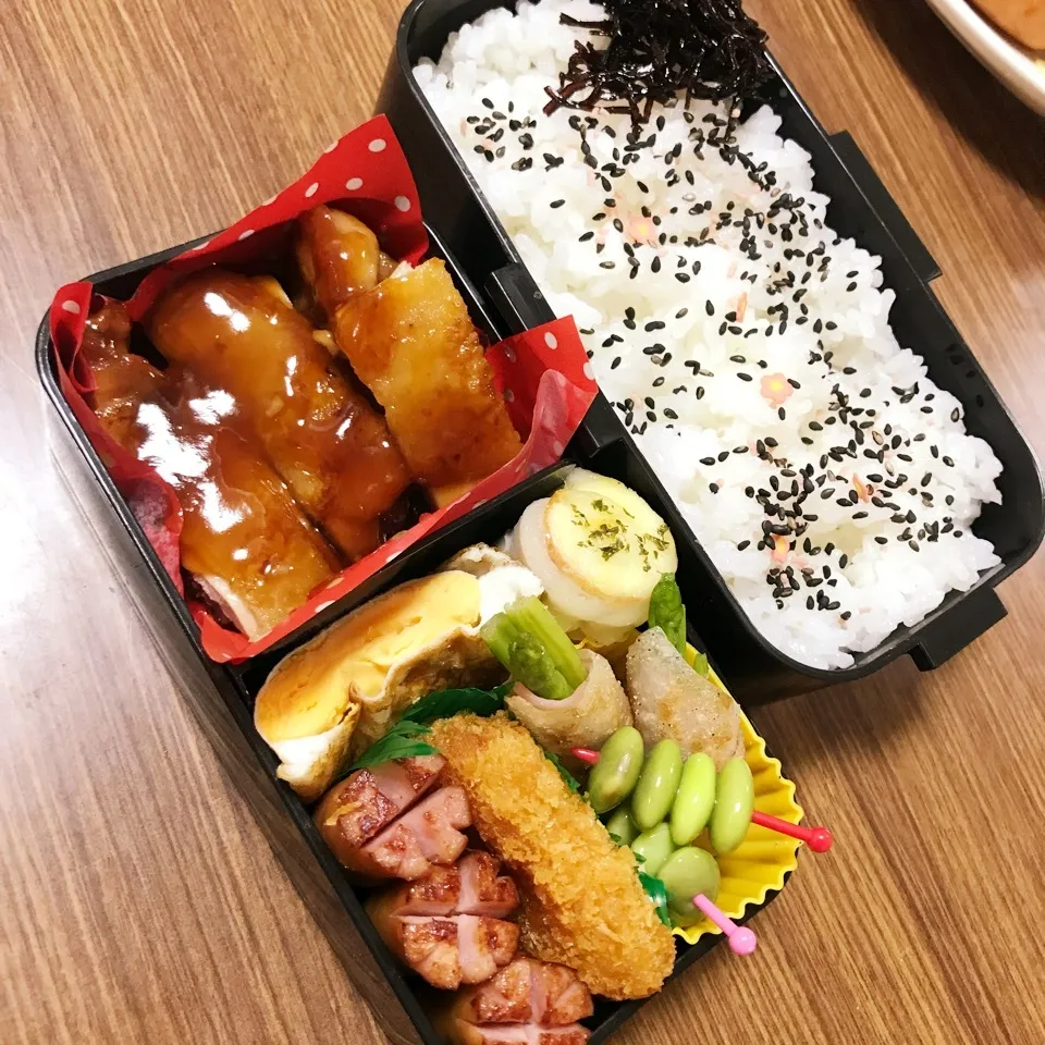 Snapdishの料理写真:中2男子弁当♡10月‼︎ガーリック照り焼きチキン|utaさん