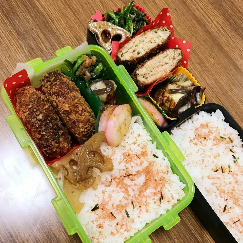 中2 & 高3男子弁当♡295〜メンチカツ‼︎|utaさん