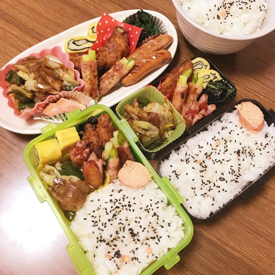 Snapdishの料理写真:中2 & 高3 & 大学院生 男子弁当♡|utaさん