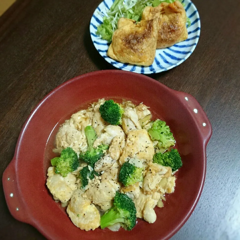 鶏のピカタオイスター中華煮込み＆納豆キムチーズ揚げ|まりおさん