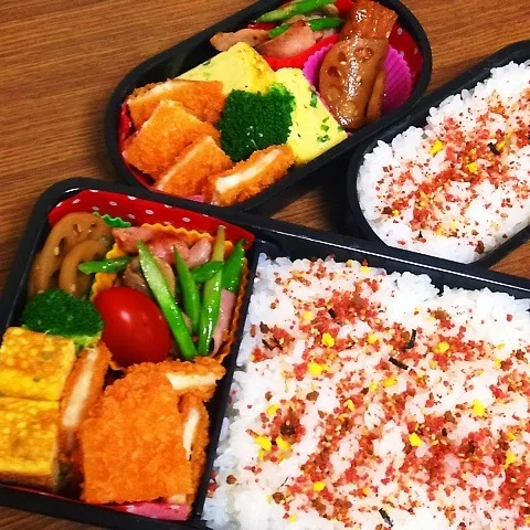 Snapdishの料理写真:男子中学生＆チビ弁当♡|utaさん