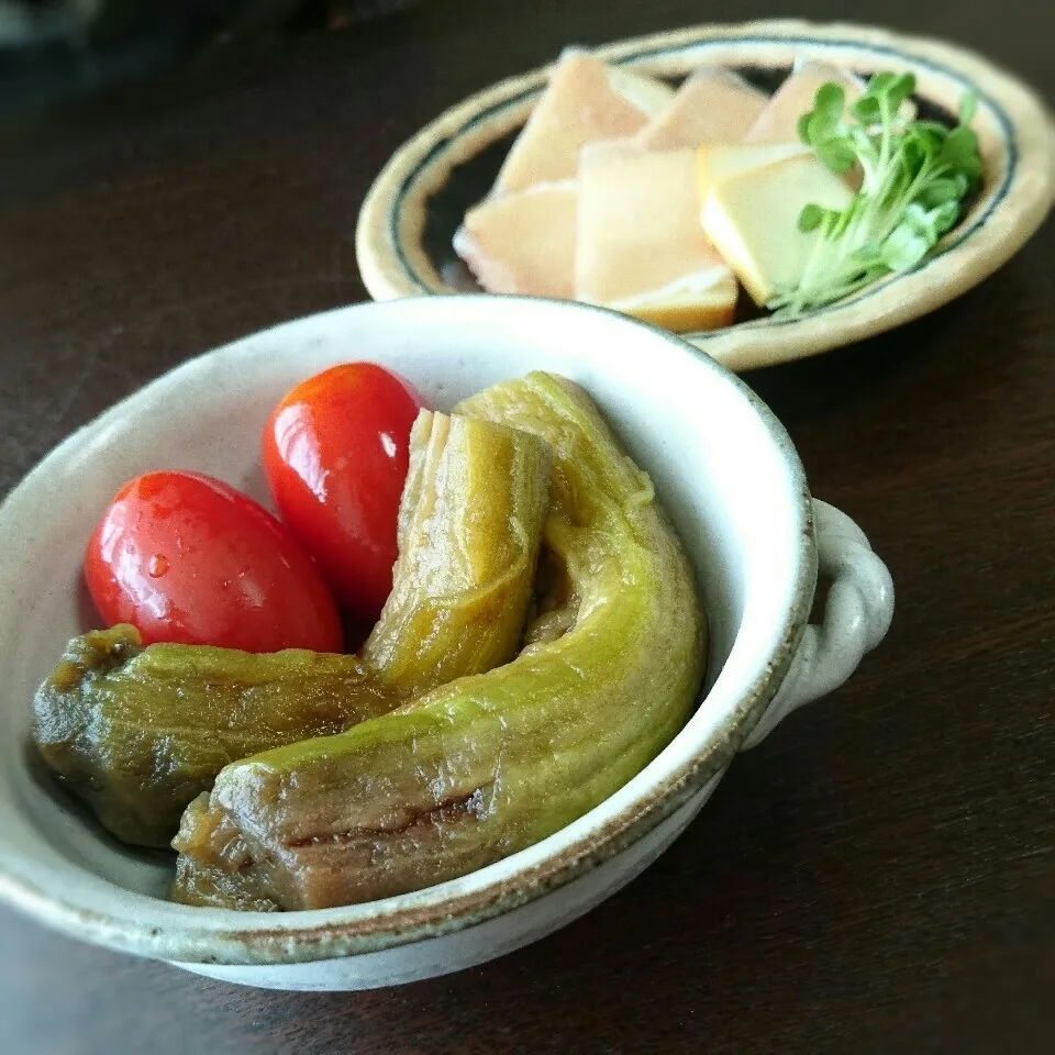 茄子の焼き浸し&スモチ生ハム巻き|まりおさん