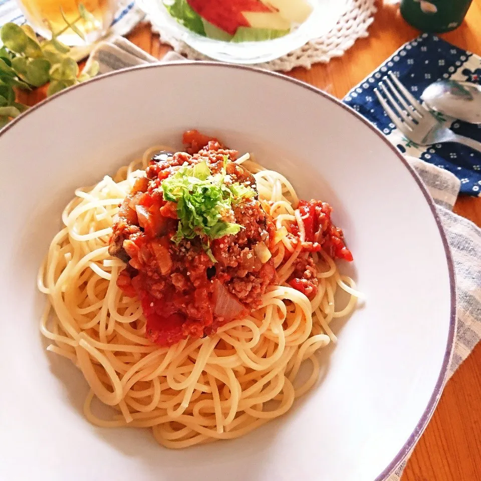 残り物でミートパスタ🍝|とまと🍅さん