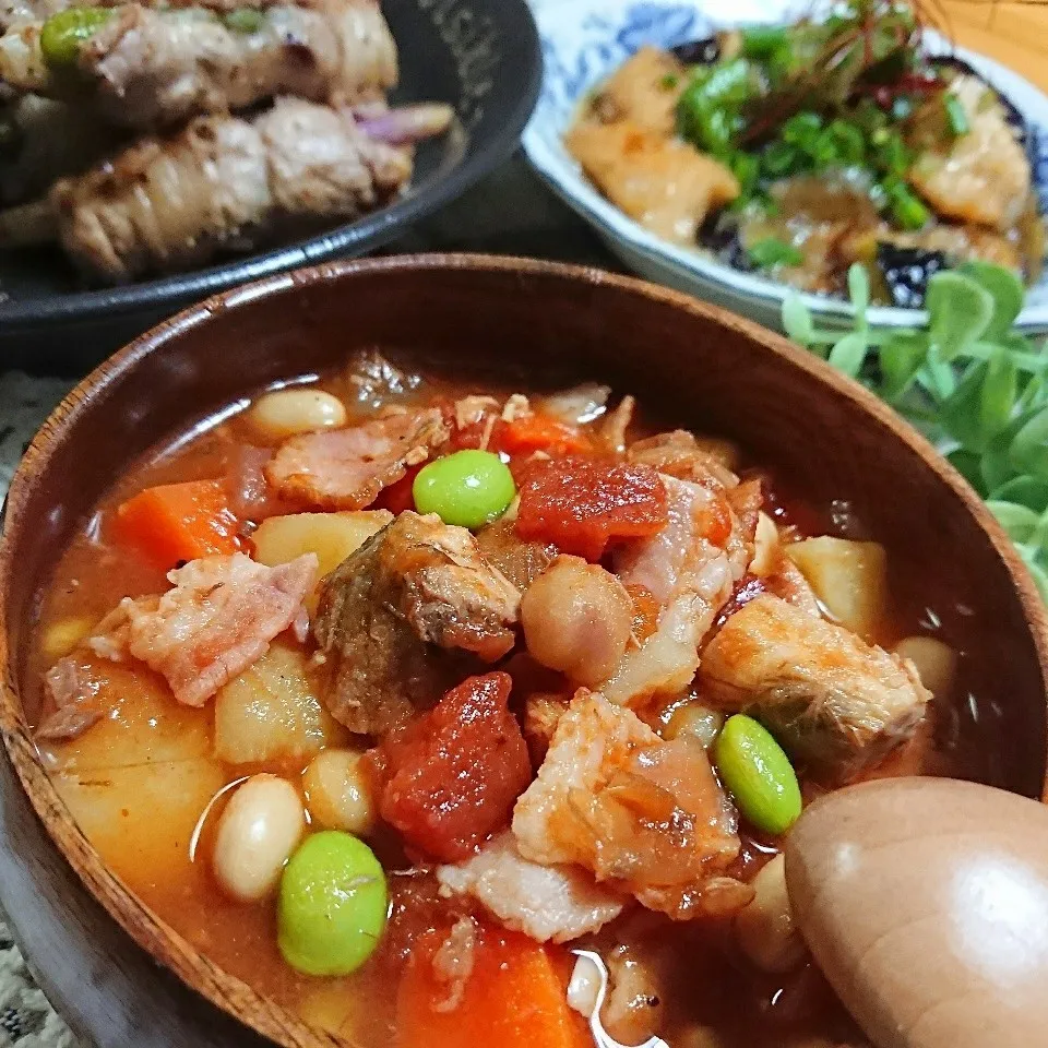 Snapdishの料理写真:からたんの☆鯖缶ポークビーンズ|とまと🍅さん