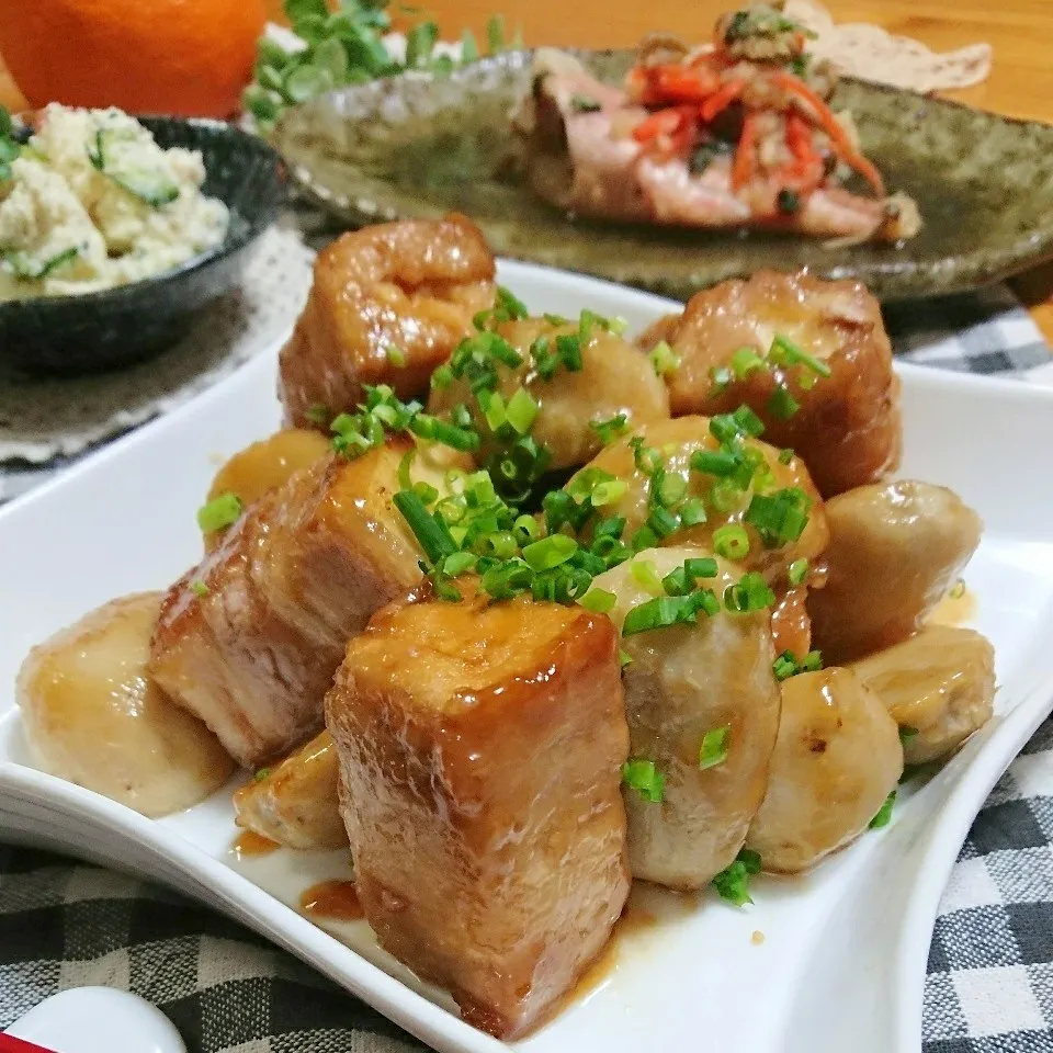 しゃなママさんの☆里芋と肉巻き厚揚げの照り焼き|とまと🍅さん