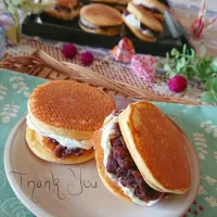 自家製ホケミ&餡ホイップのどら焼きdeありがとう(^3^)