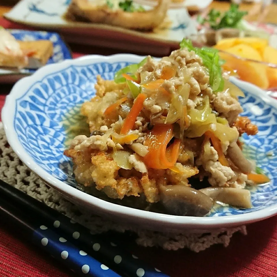 蓮根餅の鶏そぼろ餡掛け♪|とまと🍅さん