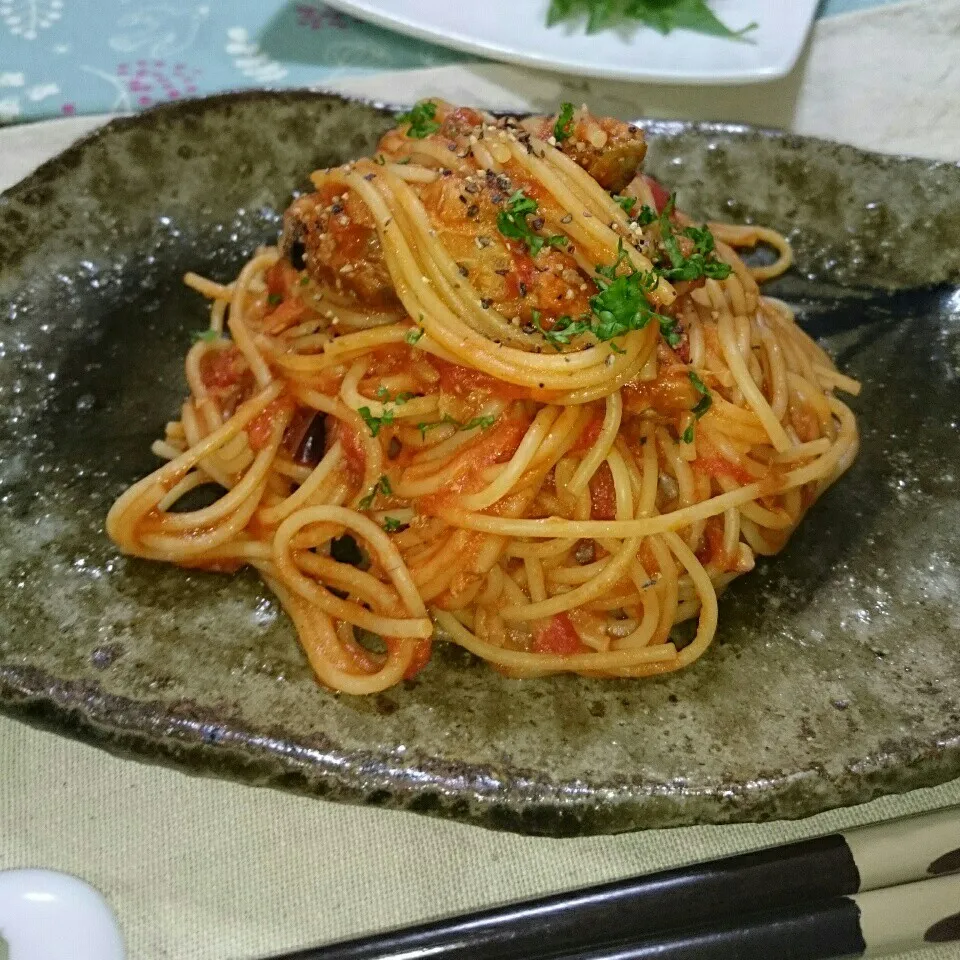 缶詰め利用～～鯖味噌トマトパスタ♪|とまと🍅さん