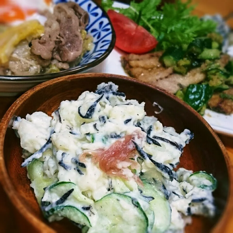 Snapdishの料理写真:かおりん★**∮さんのさっぱり和風びじきポテサラ|とまと🍅さん