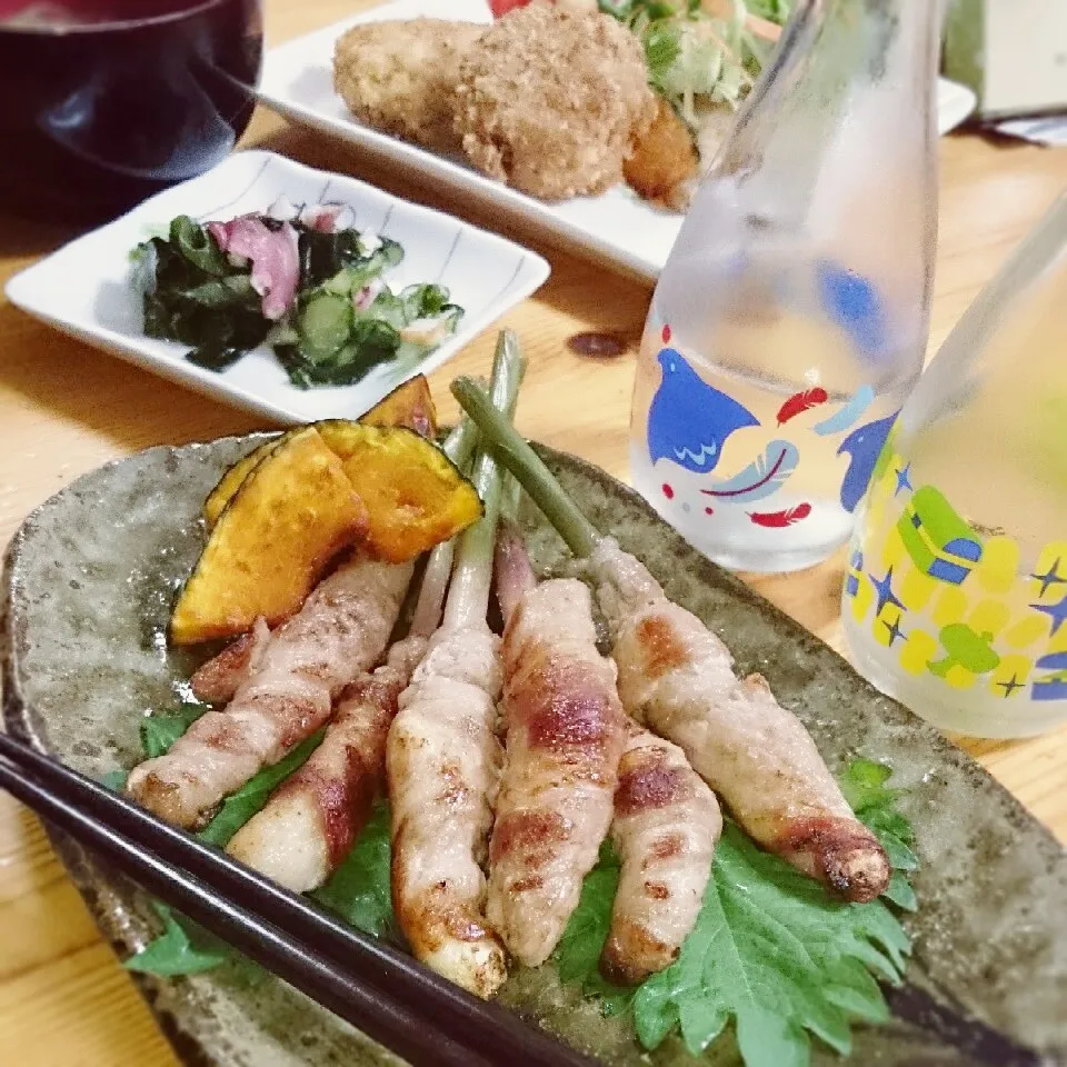 Snapdishの料理写真:お酒がすすむおつまみ～part①葉生姜の肉巻き～|とまと🍅さん