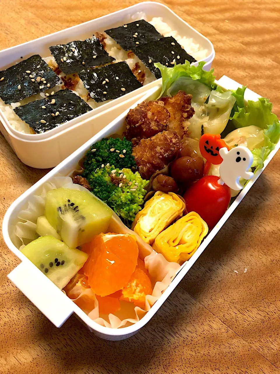 Snapdishの料理写真:えび餃子とササミスティックののり弁当|Sakikoさん