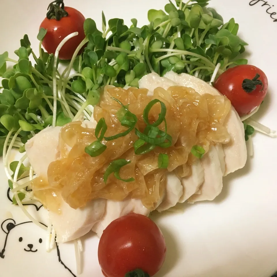 Snapdishの料理写真:チキンのピリ辛タレ|しろくまさん