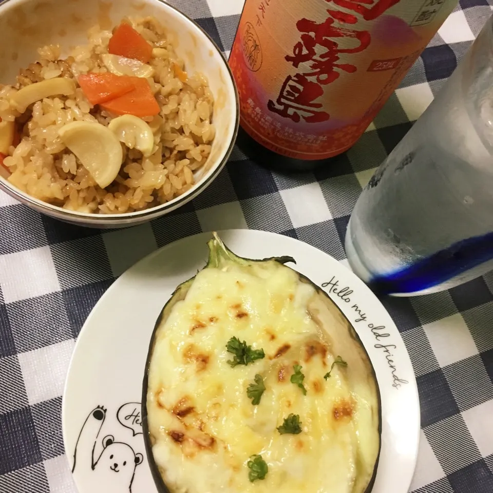 晩御飯 賀茂茄子グラタン|しろくまさん