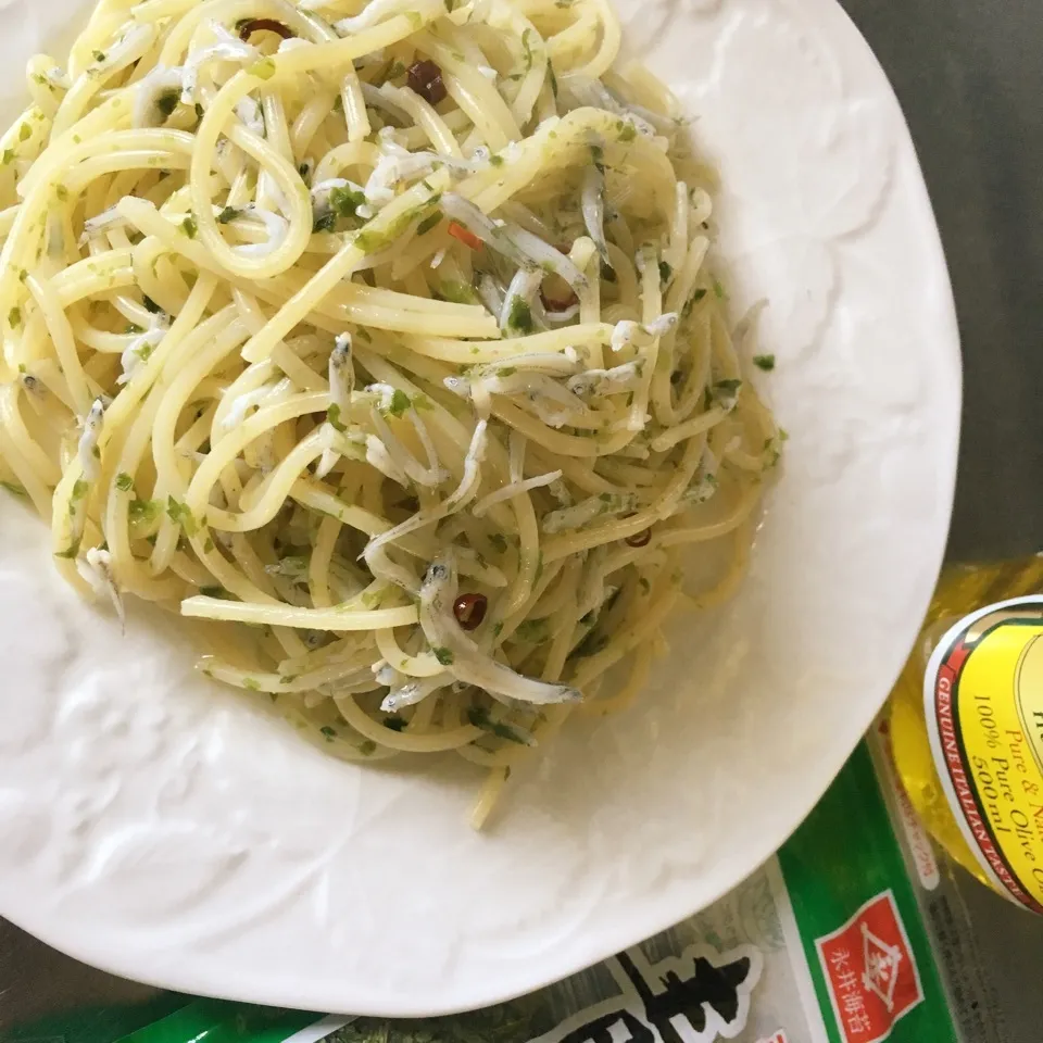 しらすと青海苔パスタ|しろくまさん