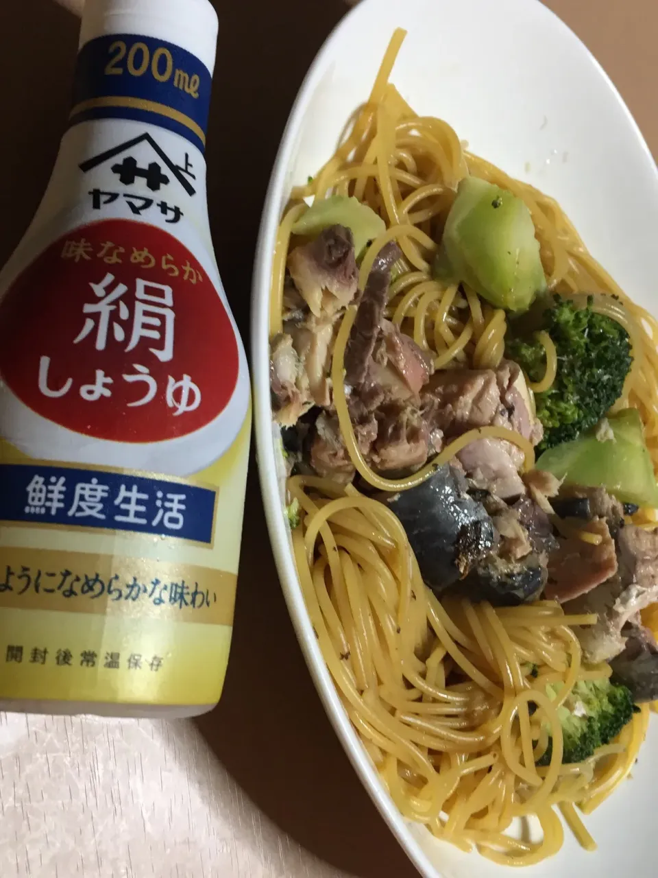 鯖缶ブロッコリーパスタ 絹しょうゆ！|ごはんーさん