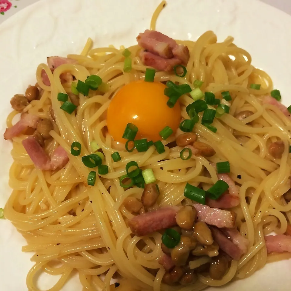 納豆パスタ|しろくまさん