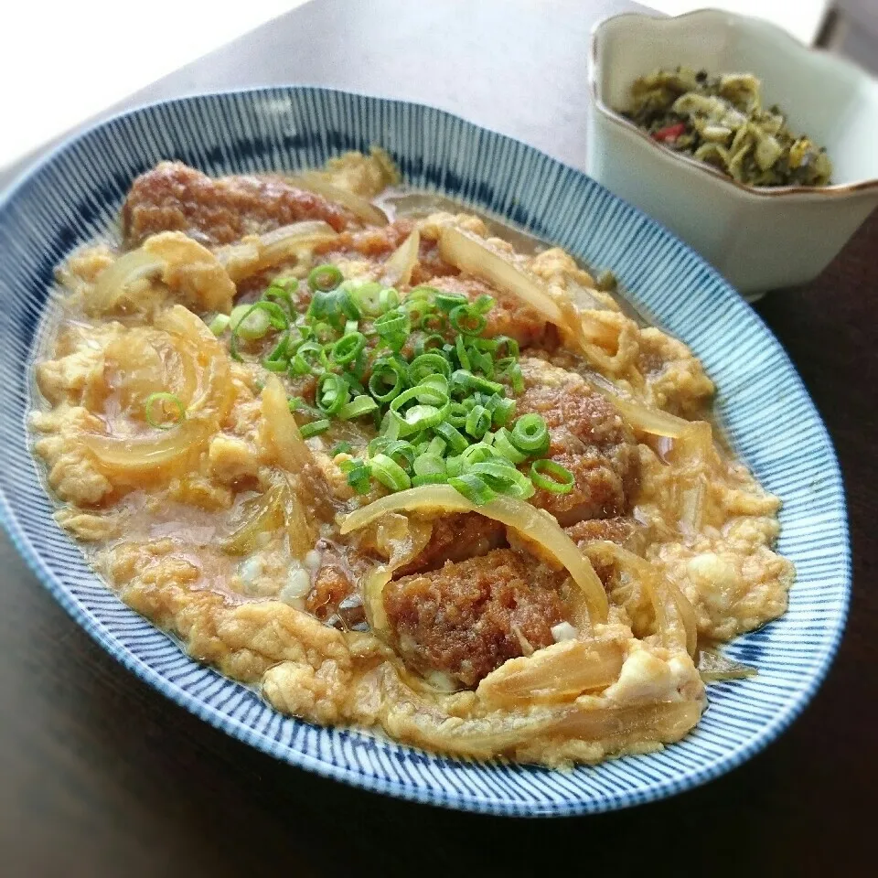 Snapdishの料理写真:かつとじと高菜の油炒め|まりおさん