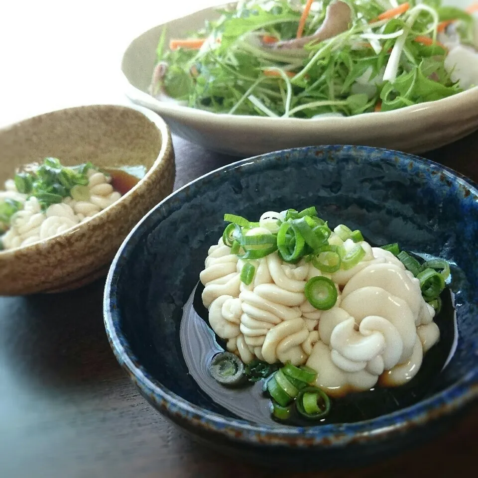 白子ポン酢とゲソサラダ|まりおさん