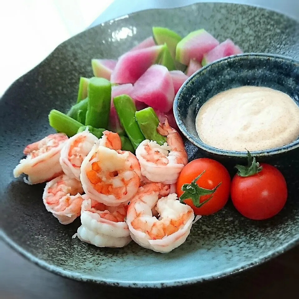 海老と野菜の明太ﾏﾖﾃﾞｨｯﾌﾟ|まりおさん