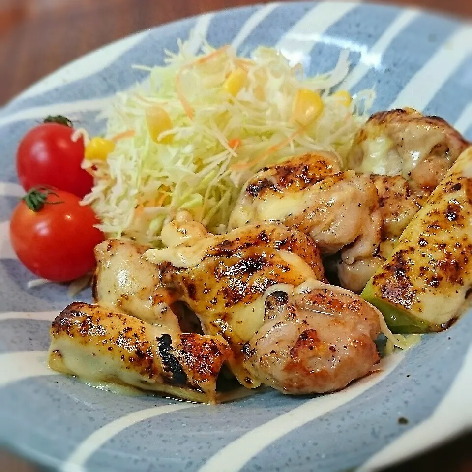 ﾊﾞﾀｰ醤油のﾁｰｽﾞ炙り焼きﾁｷﾝ|まりおさん