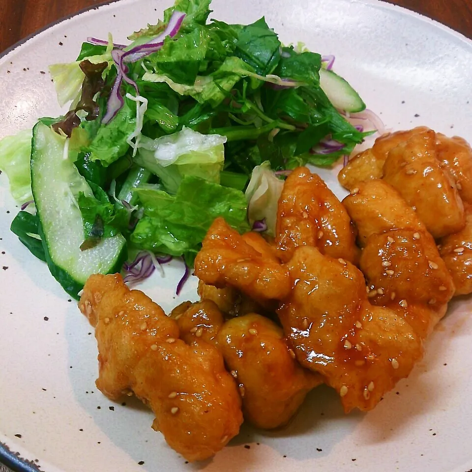 鶏むね肉でｺﾘｱﾝｽﾃｲｯｸﾁｷﾝ|まりおさん