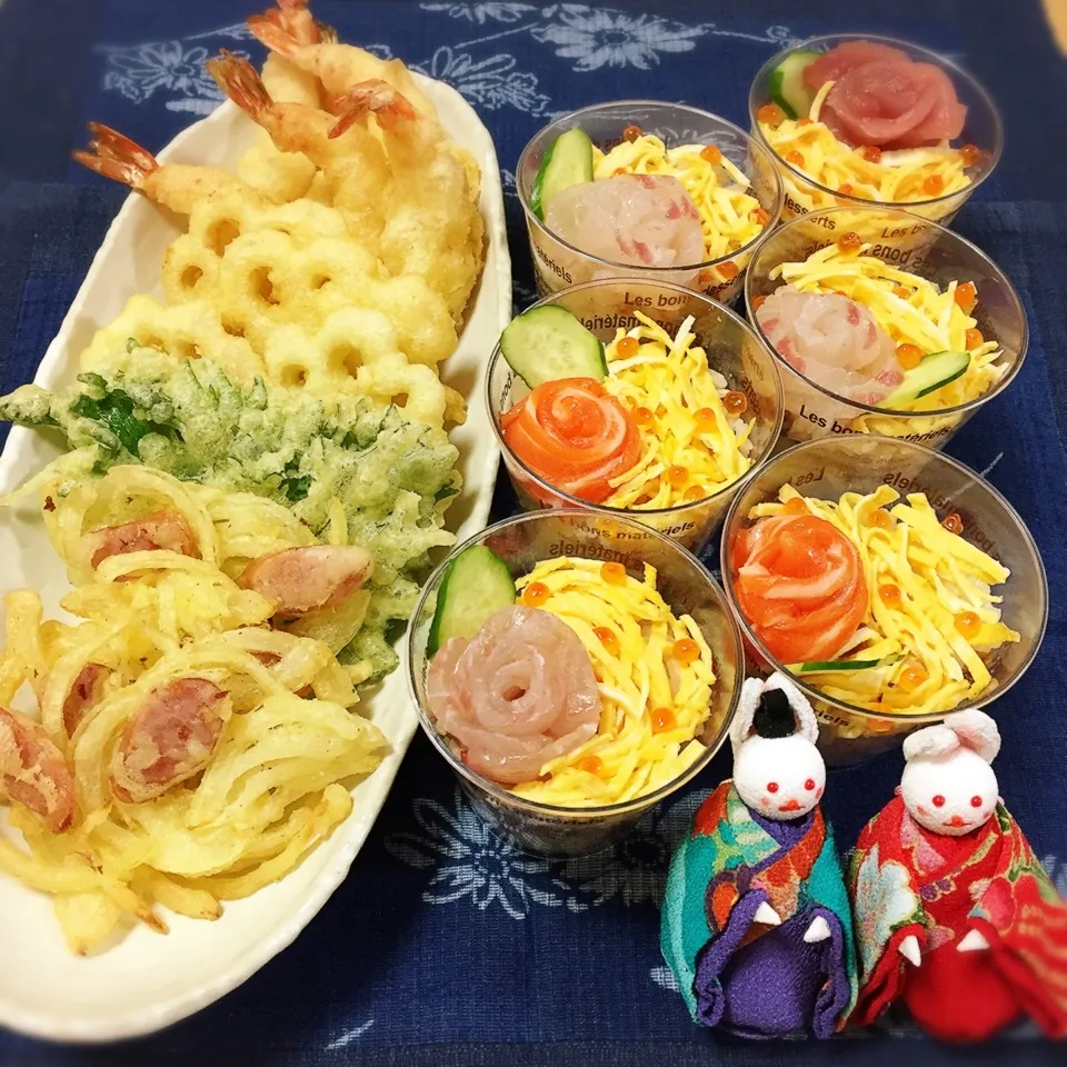 Snapdishの料理写真:ひな祭り🎎っぽい夕食♪|なめ子さん