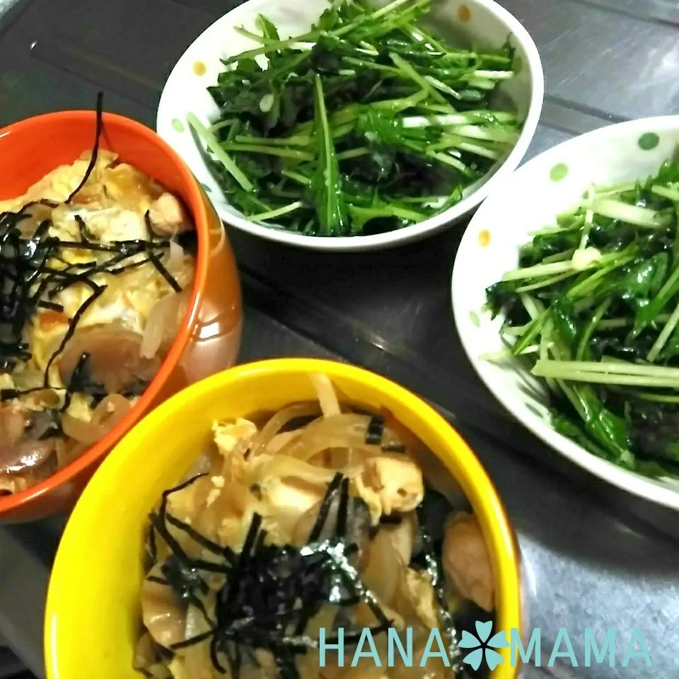 チーズとバターで親子丼♡水菜だけで韓国風サラダ|花ママさん