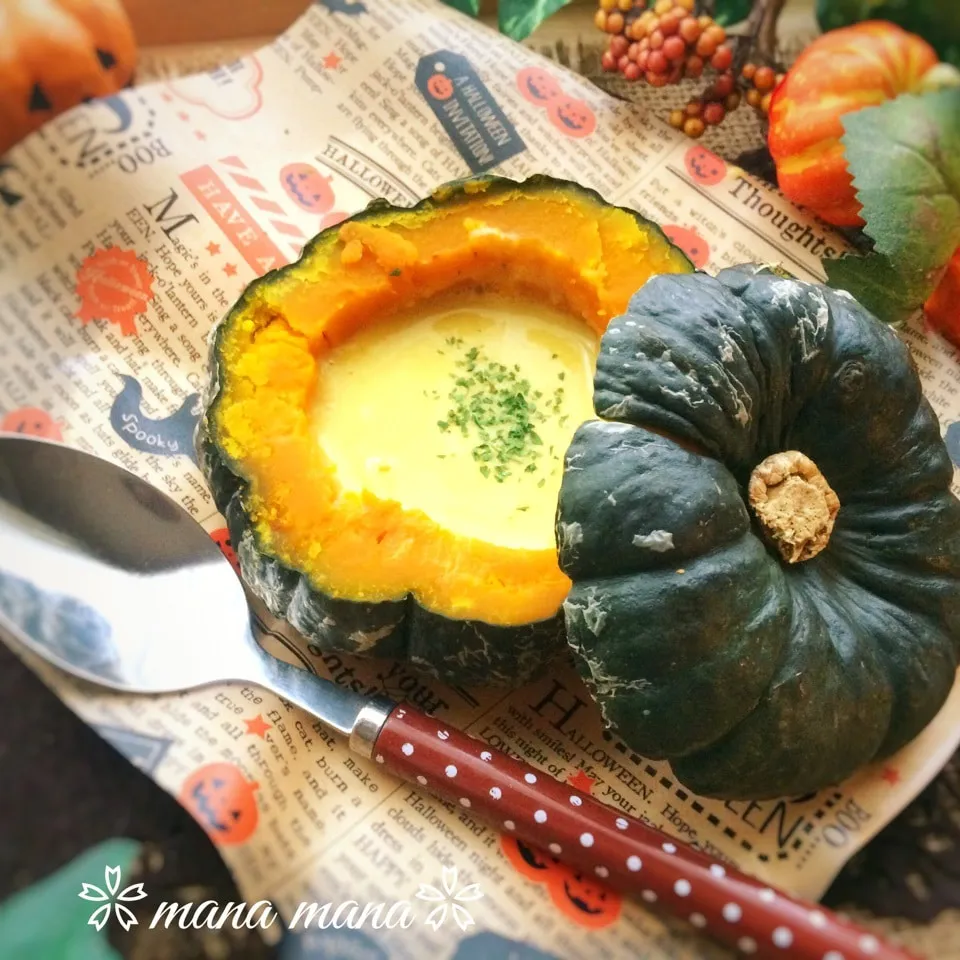 Snapdishの料理写真:坊ちゃんかぼちゃでかぼちゃのポタージュ♡|まなまな♡さん