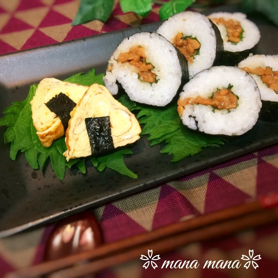 どーしたん？な納豆まきとユッキーちゃんの三角たまごやき♡|まなまな♡さん