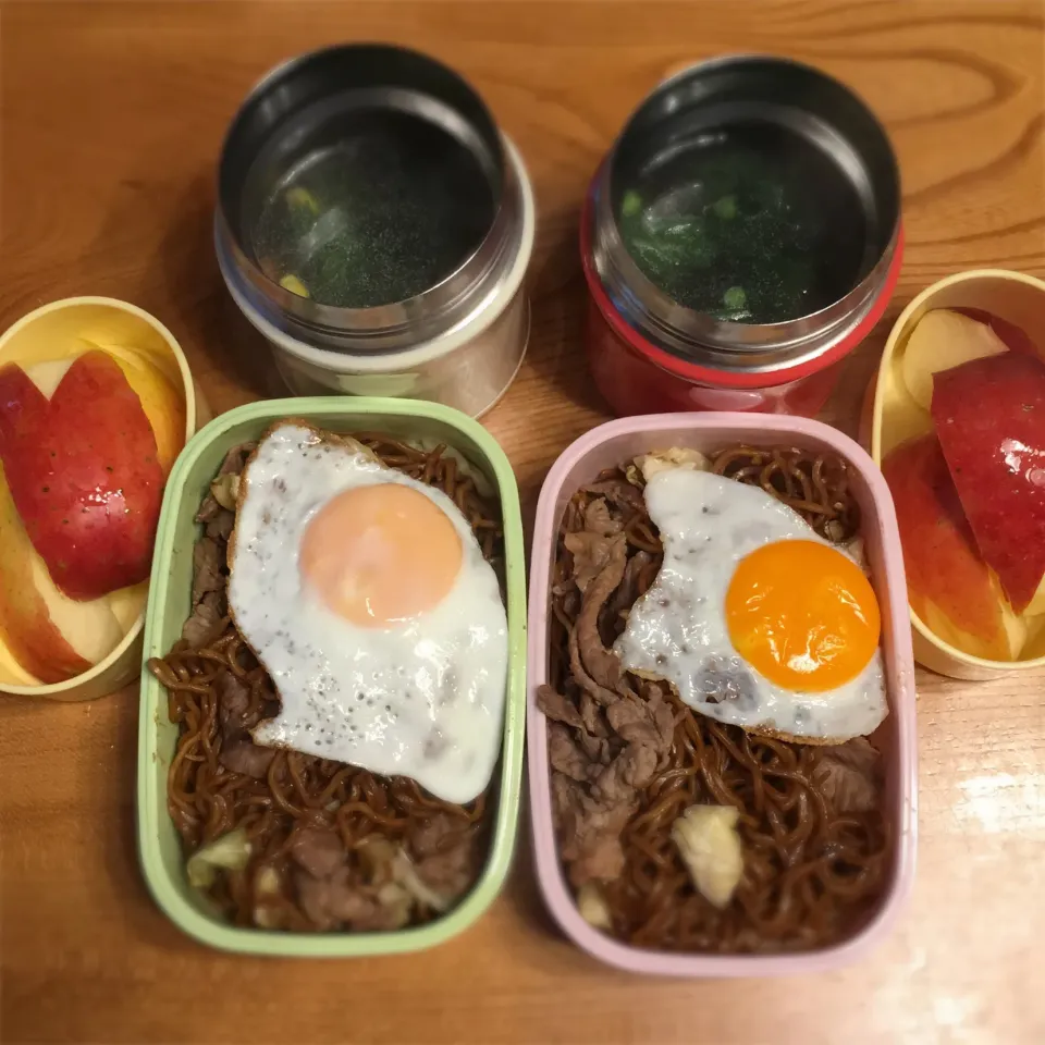 焼きそばとほうれん草スープ弁当|ツインズママさん