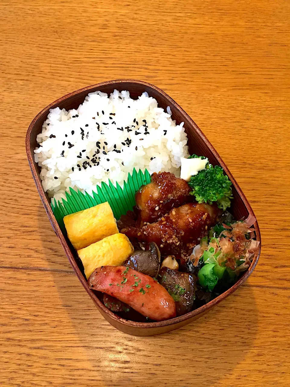 高校生息子のお弁当  チキン胡麻甘辛焼き #わっぱ弁当|まつださんさん