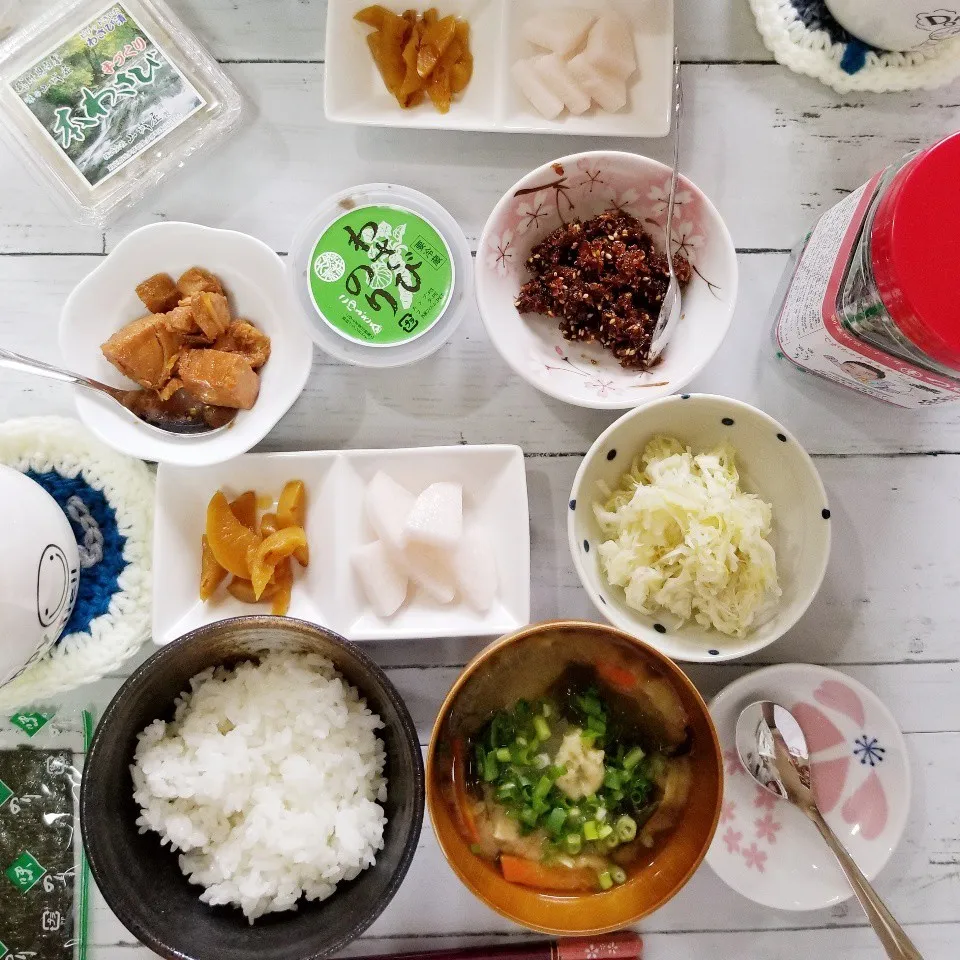 Snapdishの料理写真:炊きたてご飯と、あったかお味噌汁の朝ごはん❤|蒼空さん