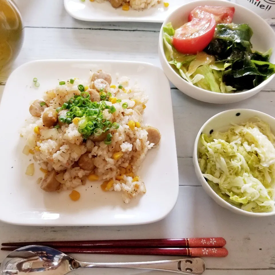 Snapdishの料理写真:鮭コーンごはんをピラフに❤朝ごはん🎶|蒼空さん