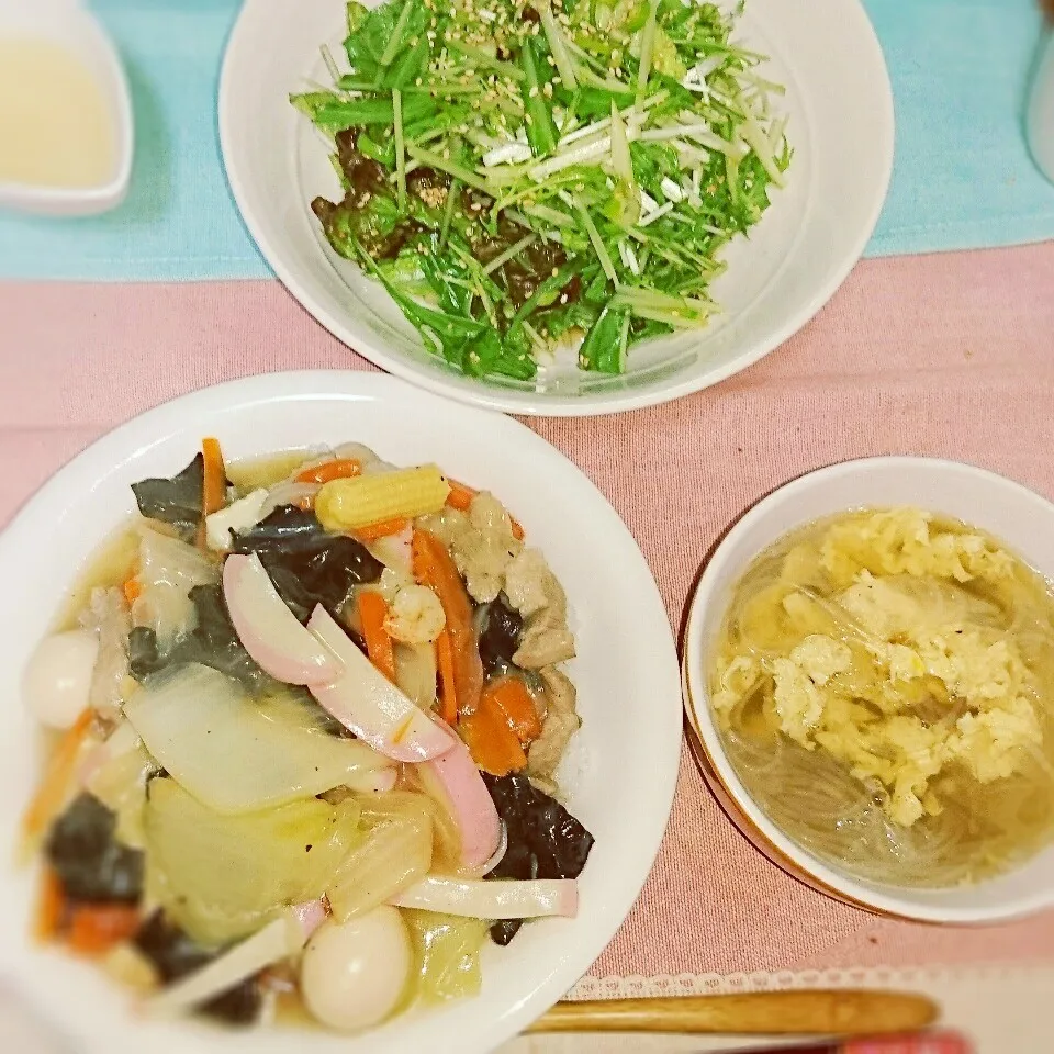 昨日の夕御飯は、中華どーん定食❤|蒼空さん